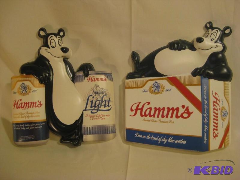 lot 6 image: Lot of 2 3D Hamms Beer Bear Signs Both are a...
