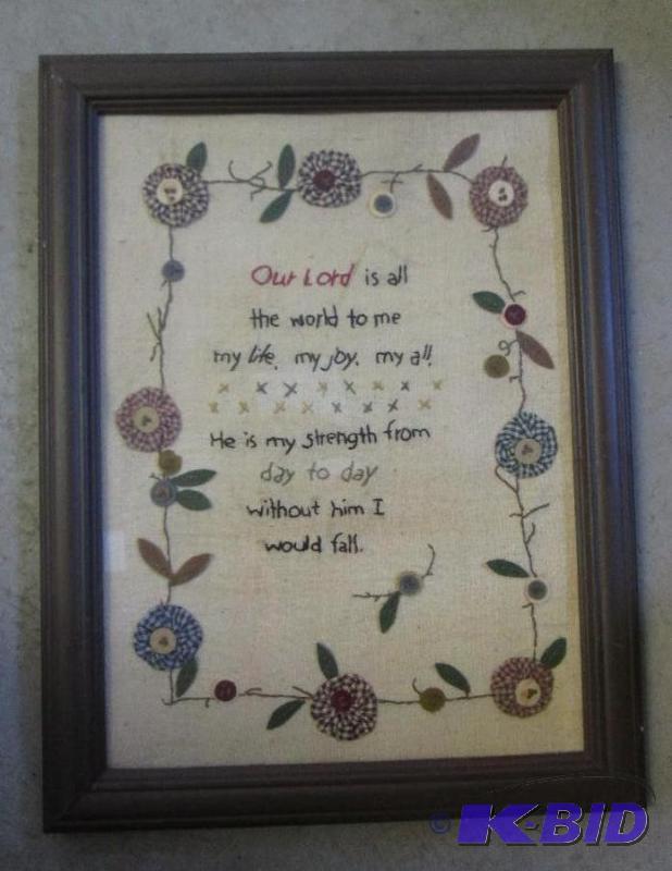 lot 25 image: 17in x 13in framed quote  wour lord is all th...