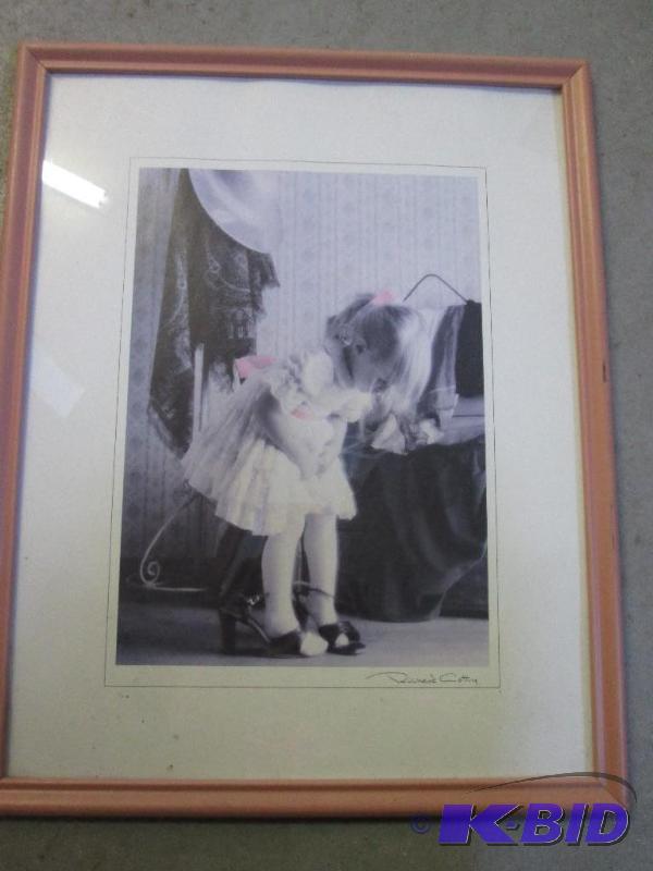lot 30 image: 15in x 12in framed picture of little girl in ...