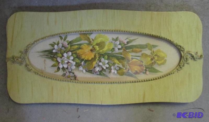 lot 33 image: 18in x 9in yellow framed picture of yellow fl...
