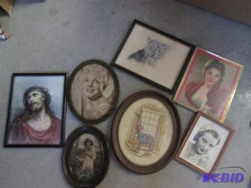 lot 35 image: mixed lot of framed pictures of girls, and a ...