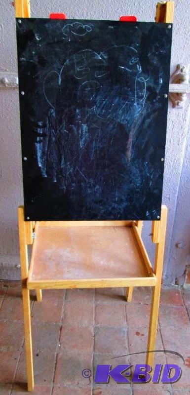 lot 39 image: wooden easel for kids chalk board and wipe bo...