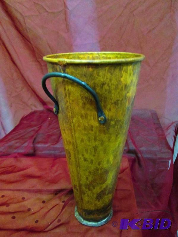 lot 44 image: Hammered metal vase, 12 inches tall...