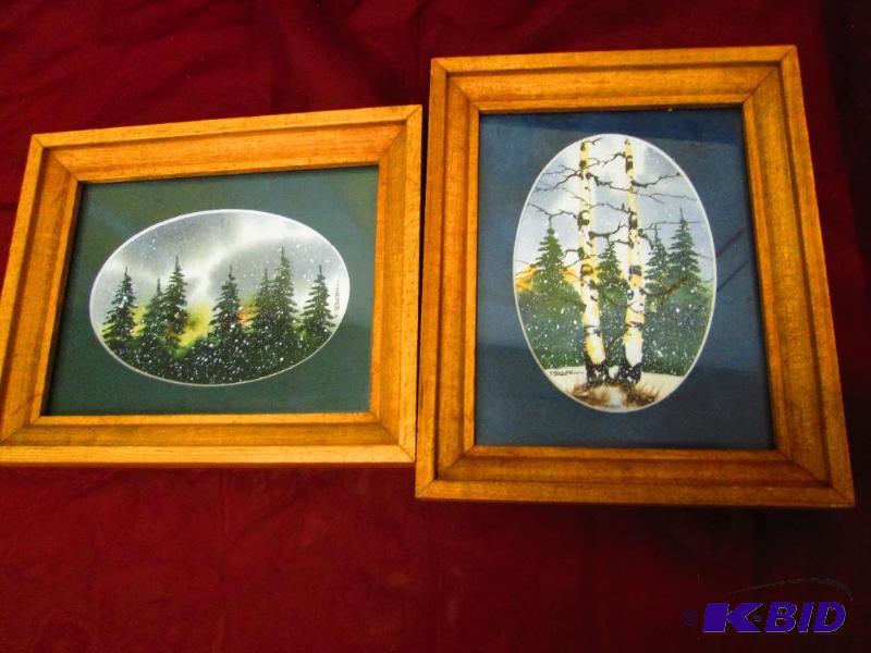 lot 66 image: Pine and birch scenes, 6 x 7 inches...
