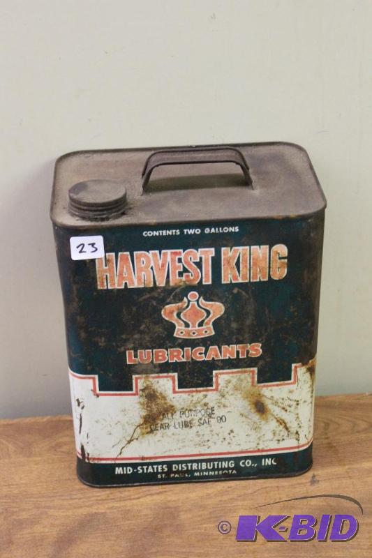 lot 23 image: Harvest King Lubricants&nbspVintage 2 Gallon...