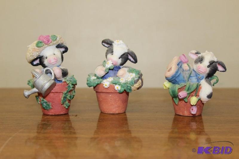 lot 321 image: Miniature&nbspBaby Cows in Flower Pots ...
