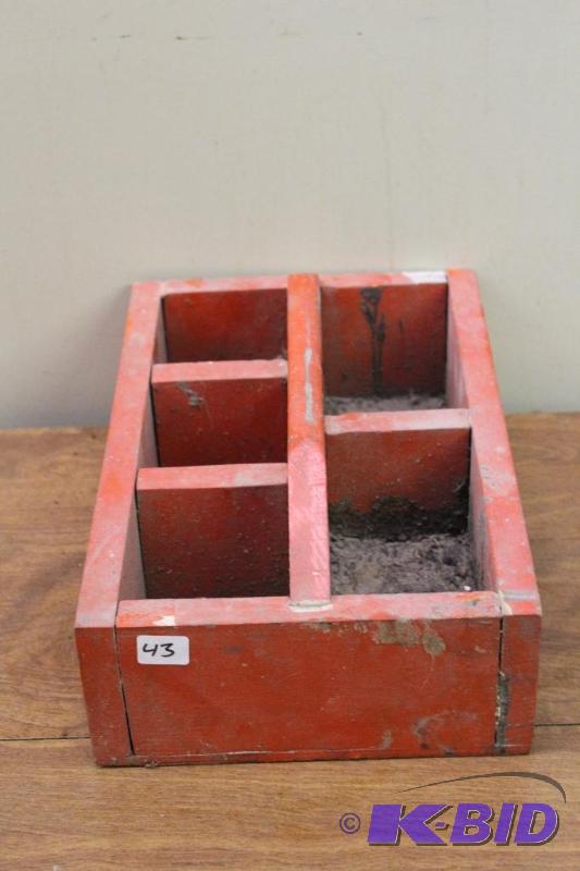 lot 43 image: Vintage Wooden Crate  Parts Bin ...