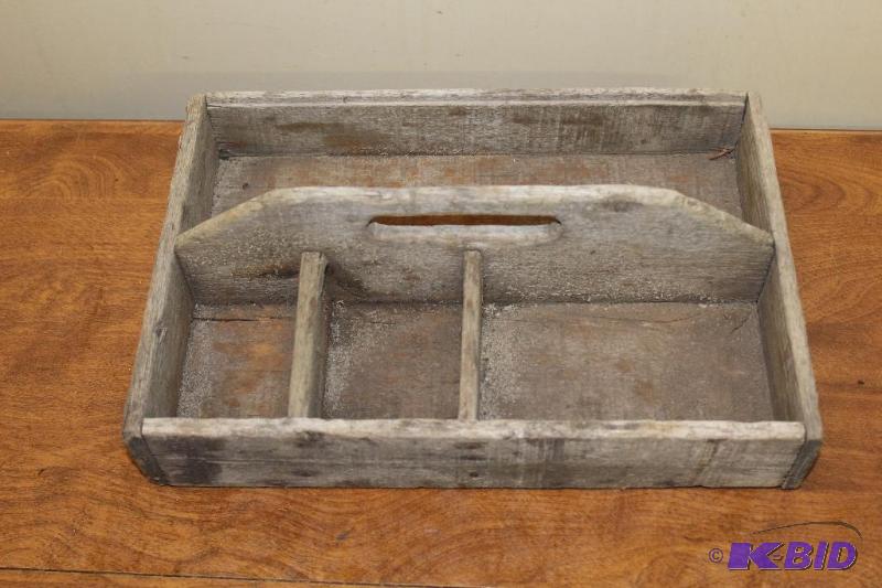 lot 45 image: Vintage Wooden Crate  Parts Bin  Tool Box&n...