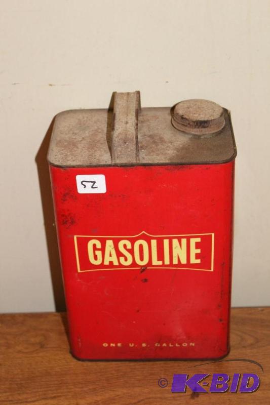 lot 52 image: Gasoline&nbspVintage 1 Gallon Can, empty, or...