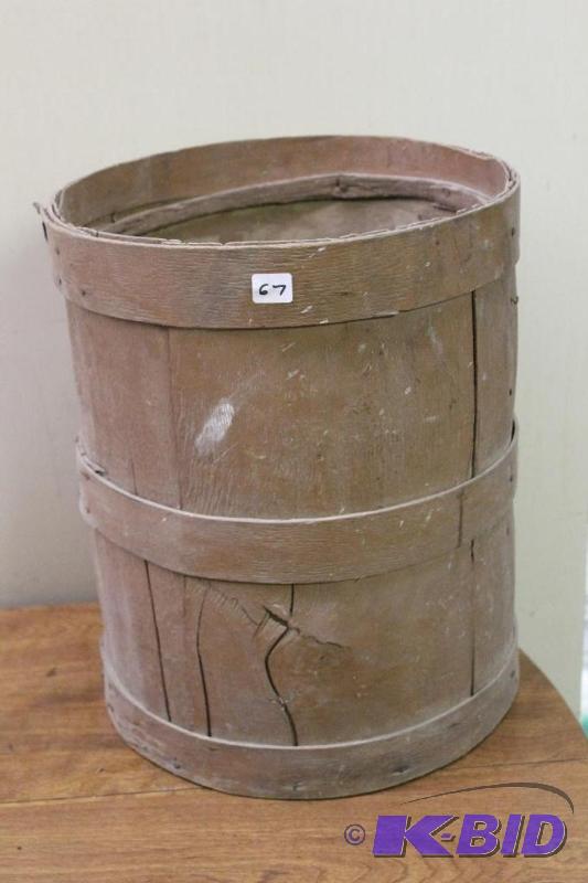 lot 67 image: Vintage Wooden Barrel, 17" tall ...