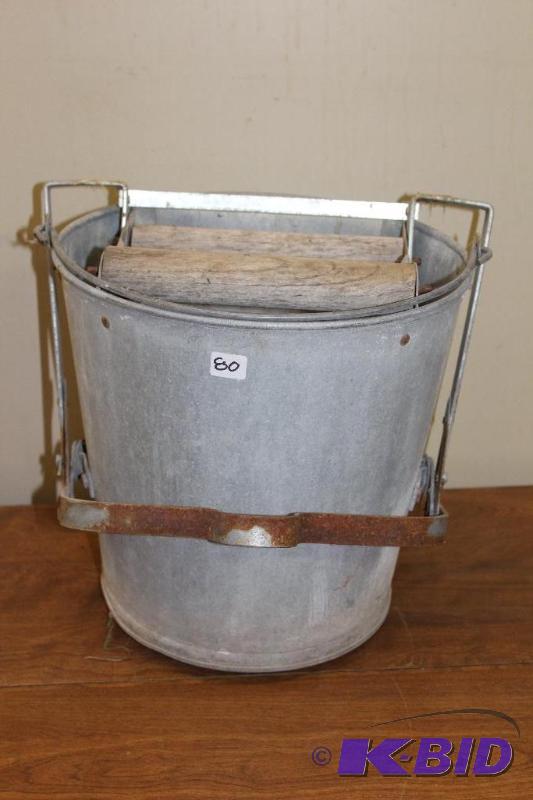 lot 80 image: Large Antique Mop Bucket  Wringer ...