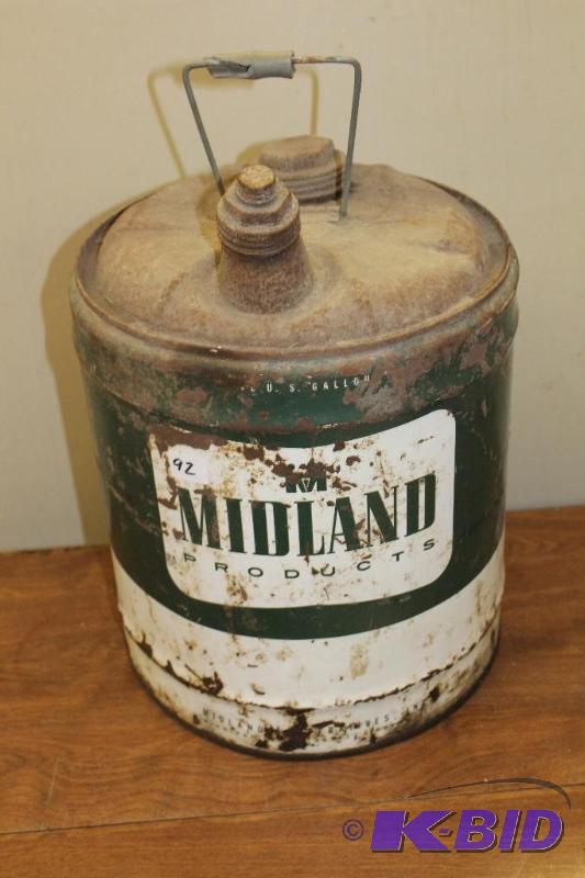 lot 92 image: Midland Products&nbspVintage 5 Gallon Can, e...