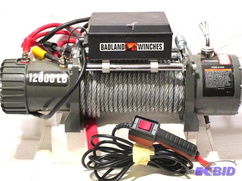 lot 162 image: 12000 lb. Off-Road Vehicle Electric Winch with Automatic Load-Holding Brake