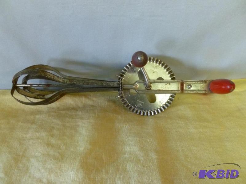 Vintage A&ampJ red wood handled high speed h...