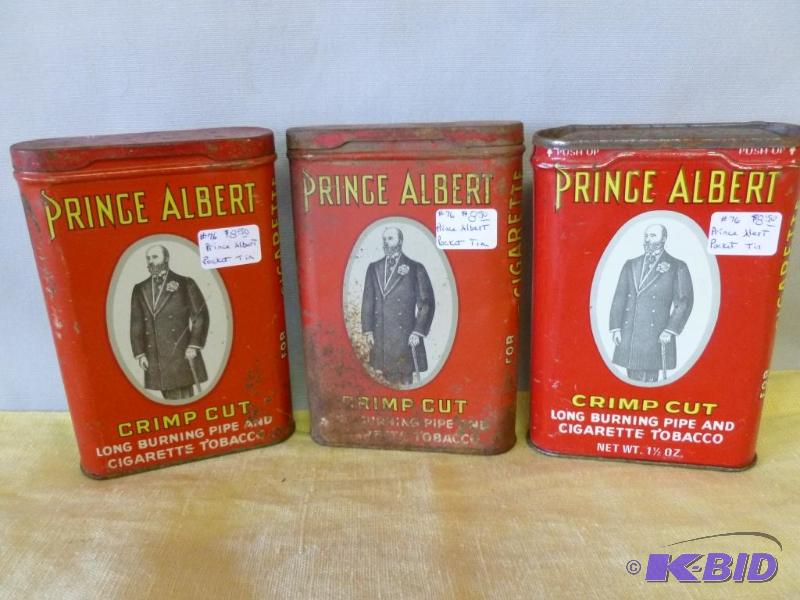 Lot of three vintage Prince Albert metal ciga...