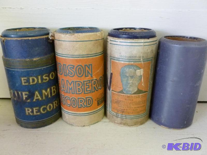 Lot of four antique Edison Blue Amberol music...