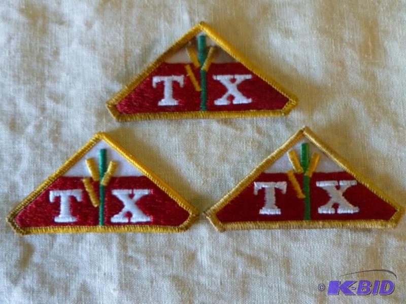 Lot of three vintage TX sew on jacket patches...