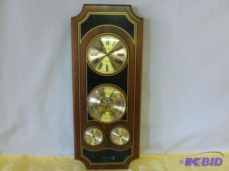 Large Vintage Bulova&nbspsolid wood encased ...