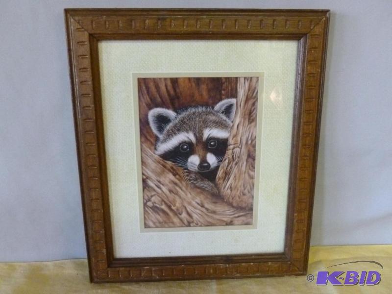 Kay Shannon - Raccoon solid wood framed and m...