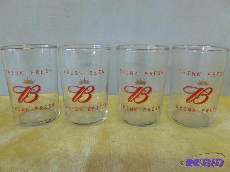 Lot of four collectible Budweiser glass beer ...