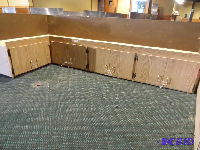 lot 19 image: L shaped overhead cabinet. 99 x 44 x 19...