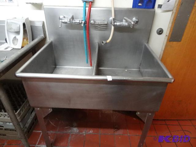 lot 2 image: 2 basin stainless sink. 39 x 27 x 48...