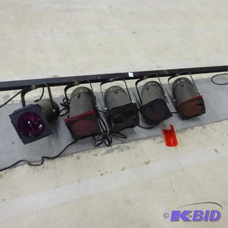 lot 45 image: Set of 4 DJ lights on rail...