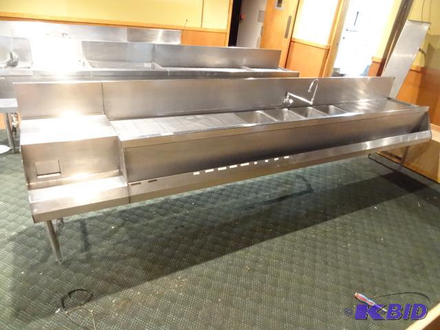 lot 8 image: Bar sink with drain boards. Drink rail. 128 x...