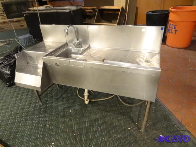 lot 9 image: Bar sink with drain board. 56 x 19 x 37...