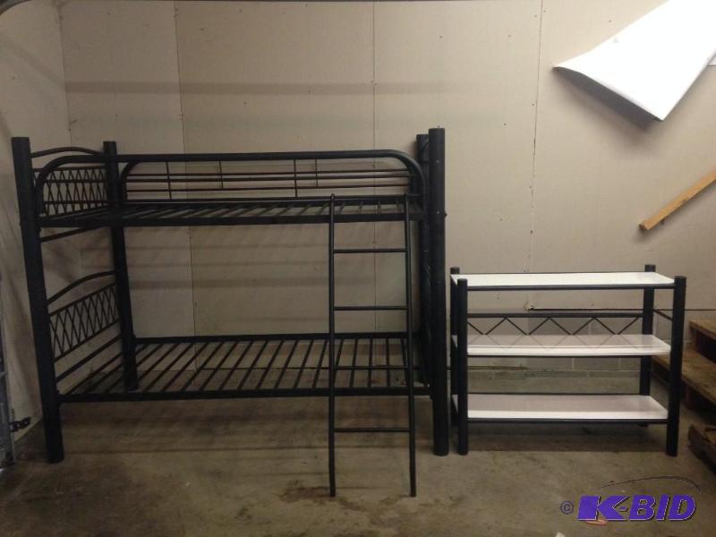 lot 12 image: Twin Bunk Bed with Shelf Unit