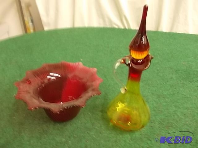 2 Tone Glass Decanter With Stopper &amp Red ...