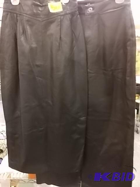 2-Black Leather Skirts (Size 2 &amp Size 8)...