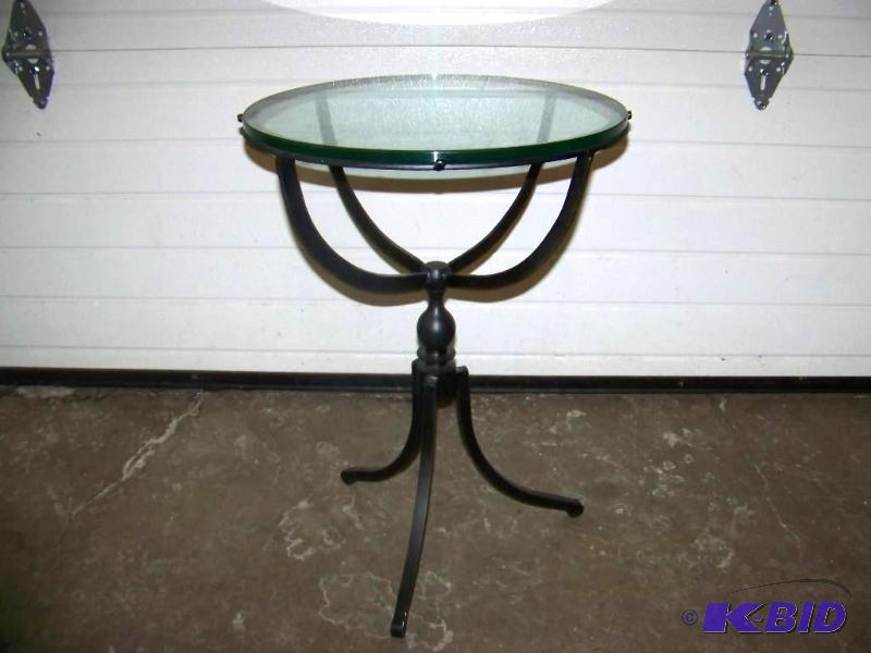 lot 10 image: Small AccentSide Table with Glass Top
