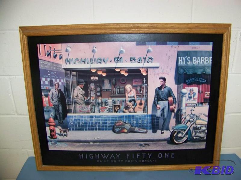 lot 35 image: Highway Fifty One, by Chris Consani, ArtworkPrint in Wood Frame