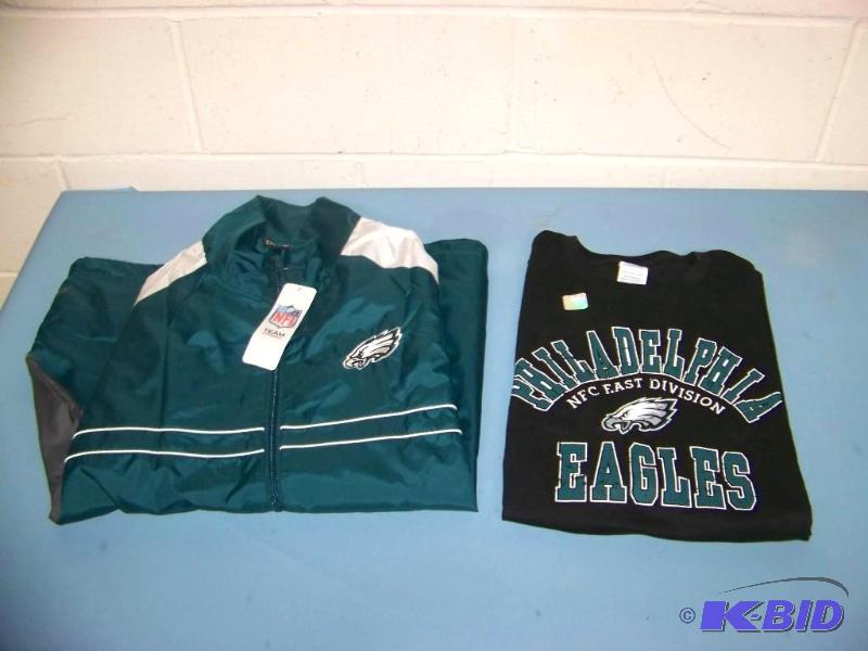 lot 38 image: Philadelphia Eagles Wind Breaker and TShirt