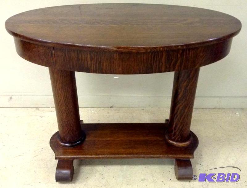 lot 17 image: Vintage tiger wood side table by Wolverine