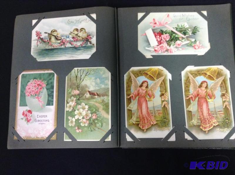 lot 53 image: Vintage postcard album with postcards