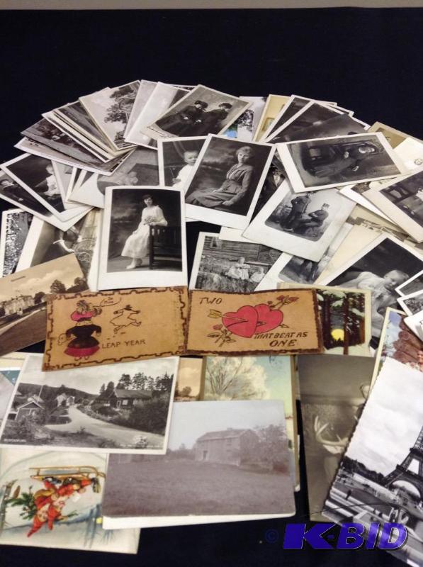 lot 58 image: Large Lot of postcards,two leather postcards and real photos
