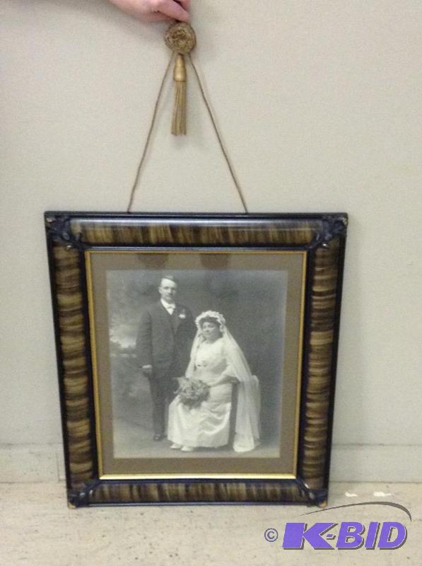 lot 9 image: Vintage wedding photo in ornate frame