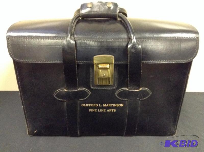 lot 90 image: Vintage oversized leather briefcase