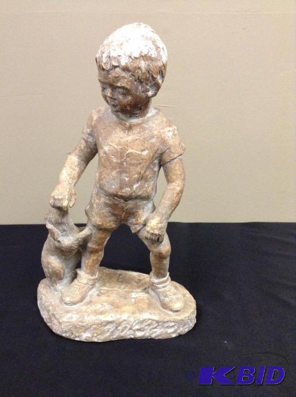 lot 1 image: 1975 Austin Prod. Boy & Dog Statue