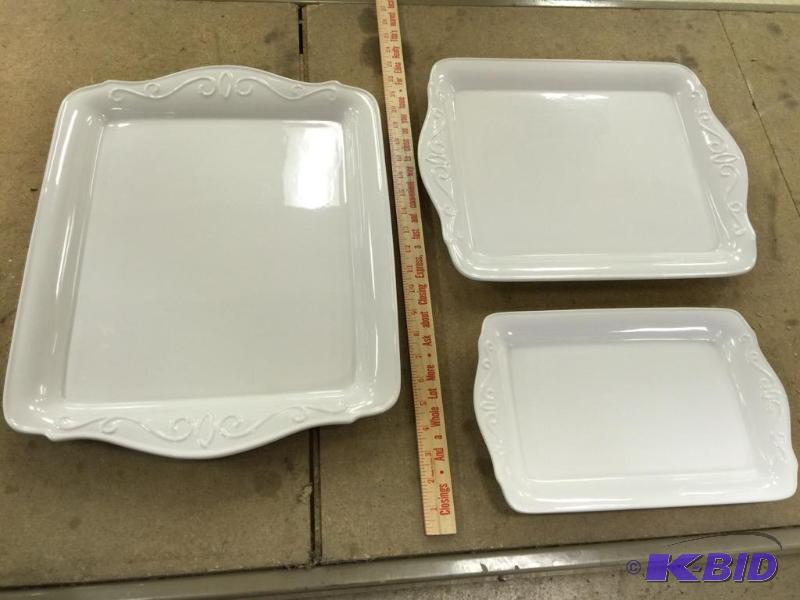lot 140 image: 3 White Serving Dishes