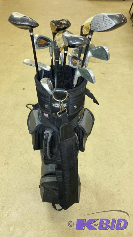 lot 187 image: Golf Bag & Spalding Clubs