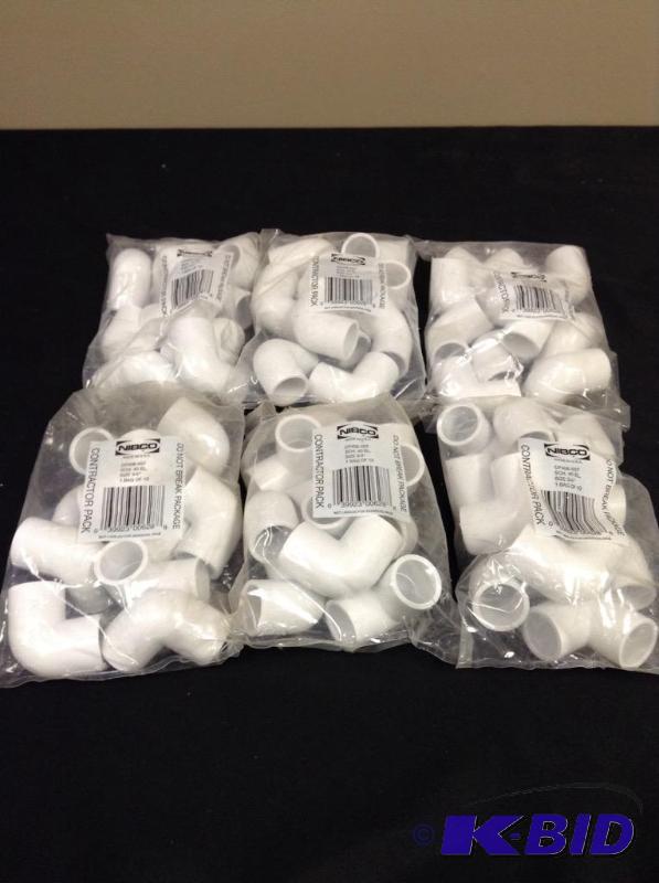 lot 48 image: Lot of 6 new 34 inch plumbers elbows. Ten in pack