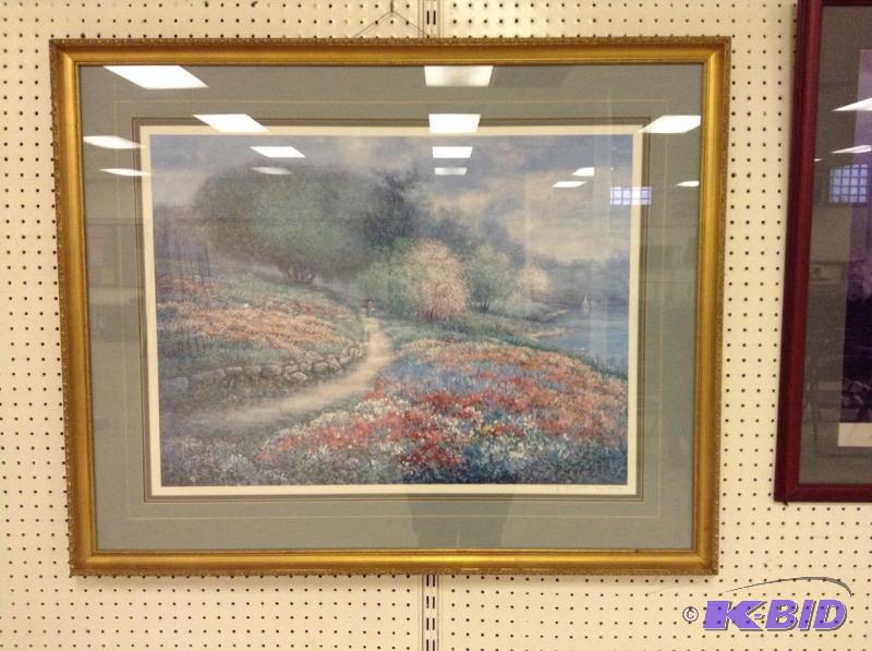 lot 74 image: Framed Jun Kim Landscape Print