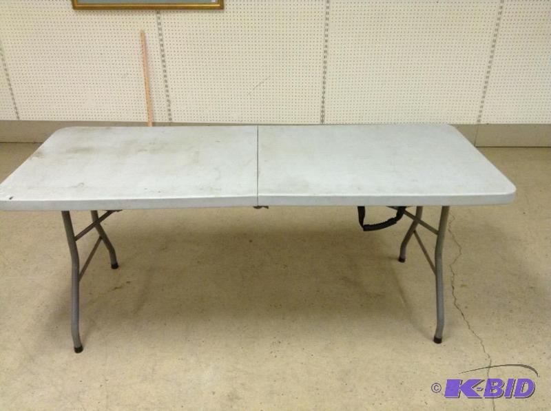 lot 77 image: Plastic Six Foot Folding Table