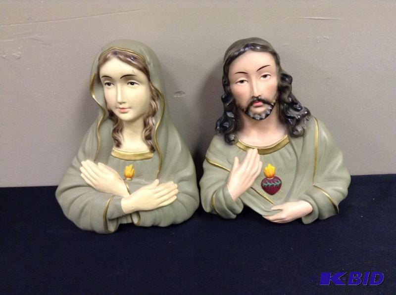 lot 81 image: Set of Wall hangings of Christ and Mary