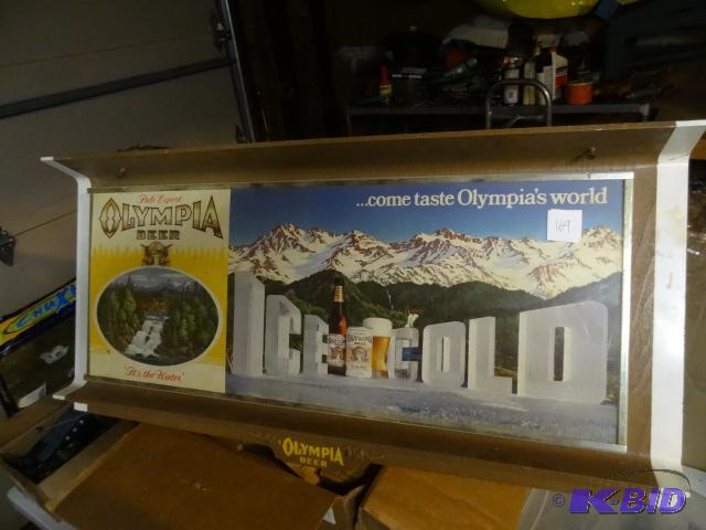 lot 169 image: Olympia Beer Sign 30 x 14 x 3...