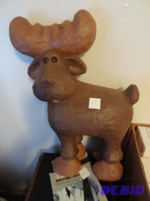lot 19 image: Paper Mache Moose. Approx 18 tall...