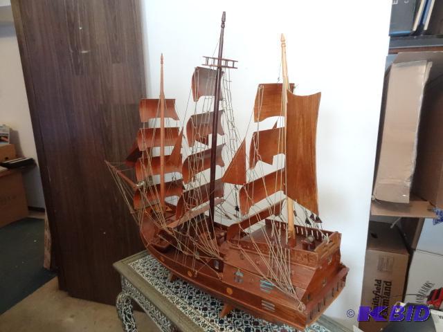 lot 199 image: Large Wooden Model Ship. Very Detailed. Appro...
